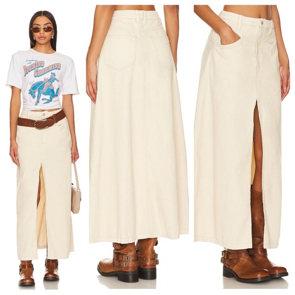 NWT Free People We The Free Come As You Are Corduroy Maxi Skirt in Beechwood - Picture 8 of 15
